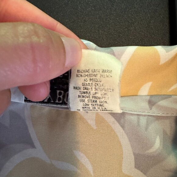 Vintage 70s 80s Gray Floral Long Sleeve Blouse, Oversized Collar, Size 12 - Picture 5 of 8